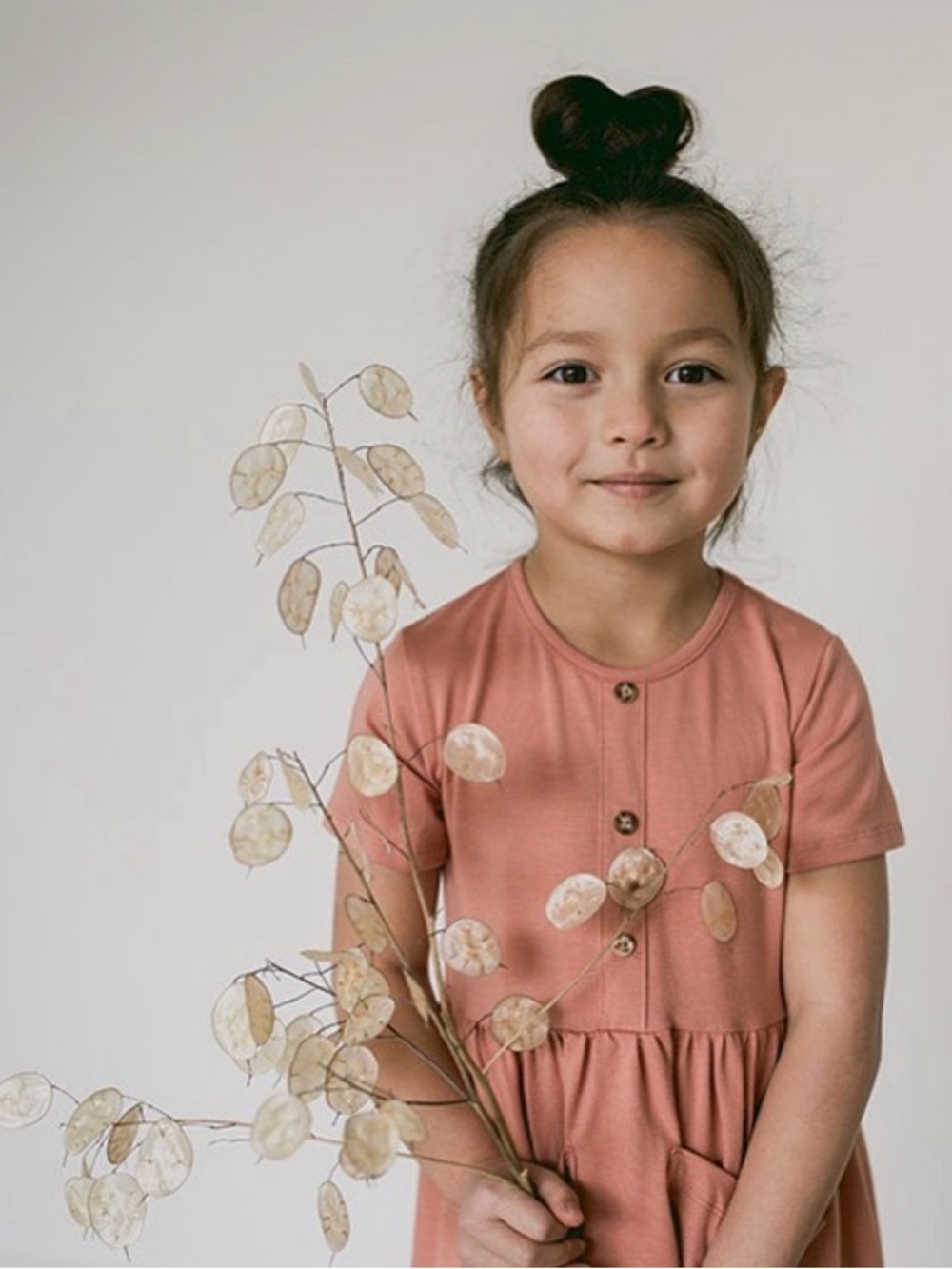 Haven Girls' Short-Sleeve Meadow Pocket Dress in Dusty Coral